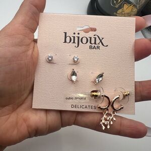 5/$25 Rose Gold and Silver Cubic Zirconia Earrings Set